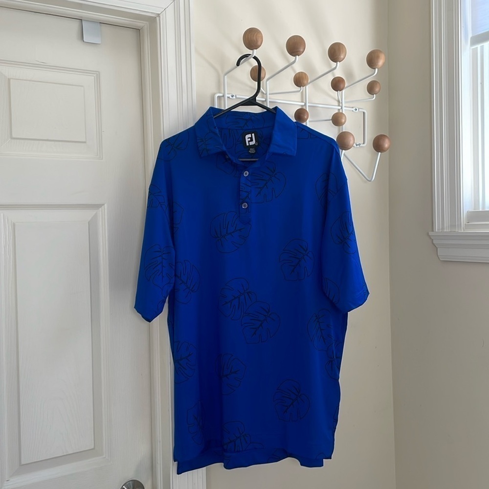 Footjoy - Performance Hawaiian Style Polo Shirt - Blue - L - Picture 2 of 12